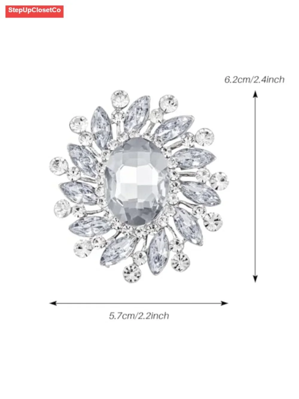 Flower Rhinestone Statement Brooch Pin Antique Gold Tone for Coats Dresses